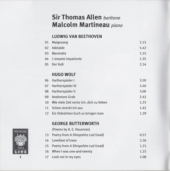 ALLEN, MARTINEAU - SELECTED SONGS CD VG