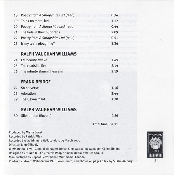 ALLEN, MARTINEAU - SELECTED SONGS CD VG