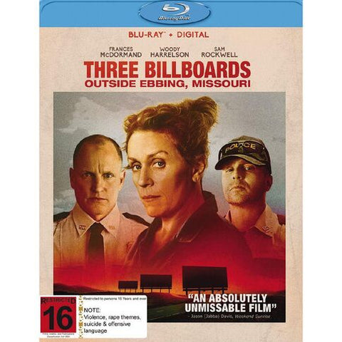 THREE BILLBOARDS OUTSIDE EBBING, MISSOURI BLURAY VG+