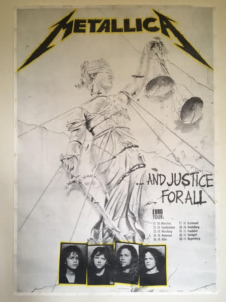 METALLICA JUSTICE FOR ALL ORIGINAL EURO TOUR POSTER