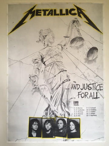 METALLICA JUSTICE FOR ALL ORIGINAL EURO TOUR POSTER