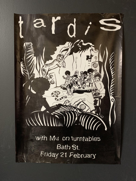 TARDIS  WITH MU ON TURNTABLES ORIGINAL GIG POSTER