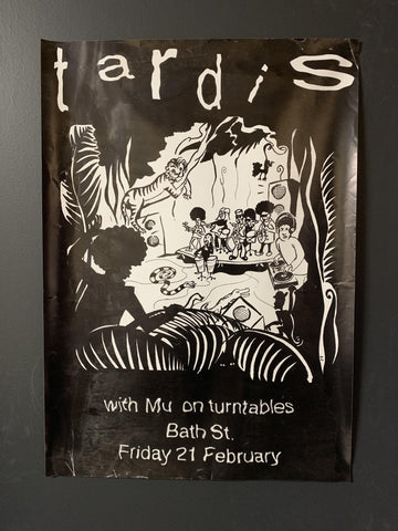 TARDIS  WITH MU ON TURNTABLES ORIGINAL GIG POSTER
