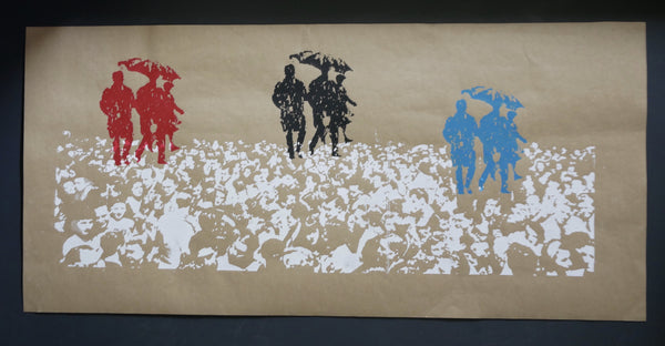 THIS KIND OF PUNISHMENT-BEARD OF BEES RED BLACK BLUE ORIGINAL SCREEN PRINT POSTER