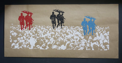 THIS KIND OF PUNISHMENT-BEARD OF BEES RED BLACK BLUE ORIGINAL SCREEN PRINT POSTER