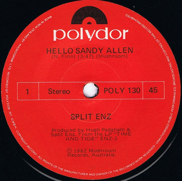 SPLIT ENZ-HELLO SANDY ALLEN 7" VG