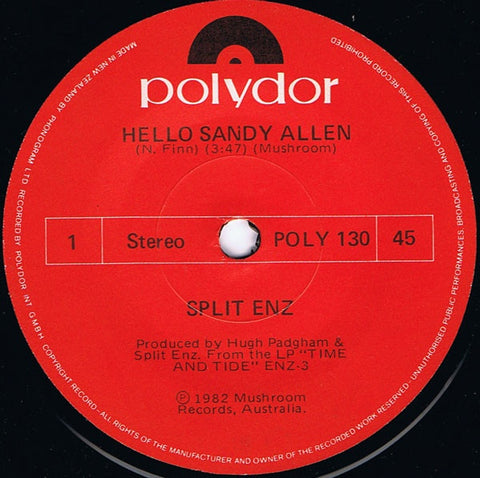 SPLIT ENZ-HELLO SANDY ALLEN 7" VG