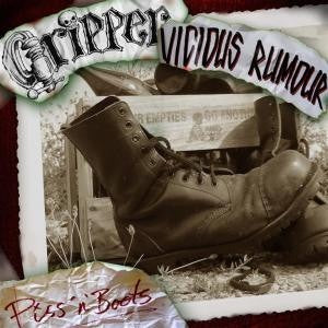 GRIPPER & VICIOUS RUMOUR-PISS 'N' BOOTS BROWN MARBLED VINYL LP VG+ COVER VG+