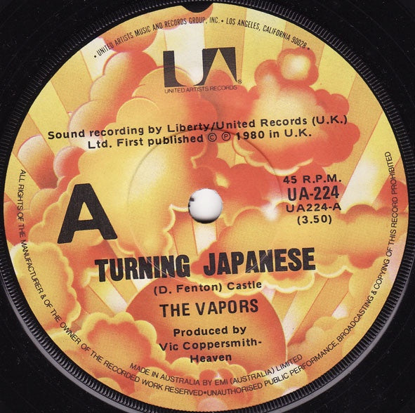 VAPORS THE-TURNING JAPANESE/HERE COMES THE JUDGE 7" VG