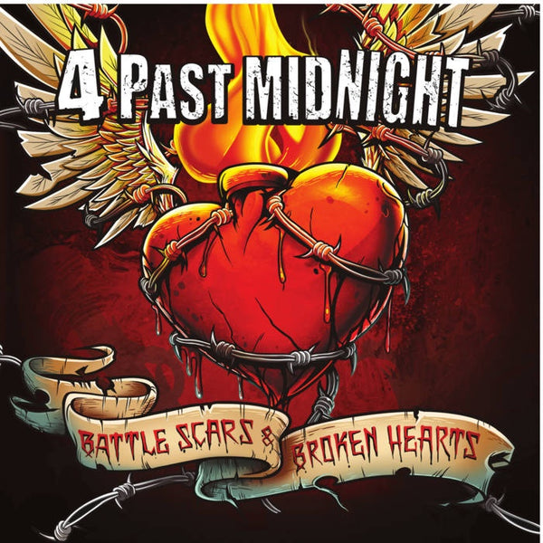 4 PAST MIDNIGHT-BATTLE SCARS & BROKEN HEARTS BLACK/ WHITE / TAN SPLATTER VINYL LP NM COVER  VG+