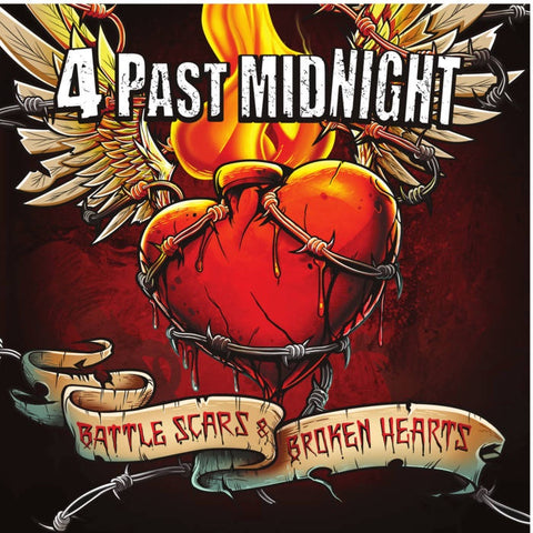 4 PAST MIDNIGHT-BATTLE SCARS & BROKEN HEARTS BLACK/ WHITE / TAN SPLATTER VINYL LP NM COVER  VG+