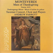 MONTEVERDI-MASS OF THANKSGIVING TAVERNER CONSORT 2CD VG