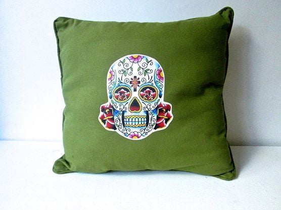 MEXI SKULL CUSHION GREEN-EYE CANDY *NEW*