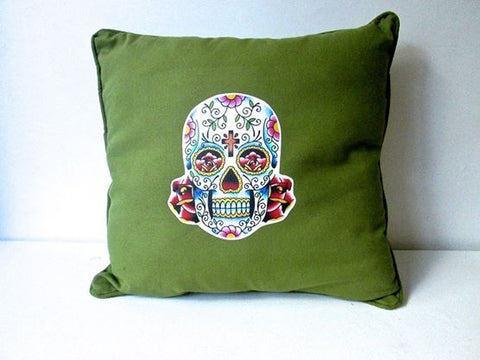 MEXI SKULL CUSHION GREEN-EYE CANDY *NEW*