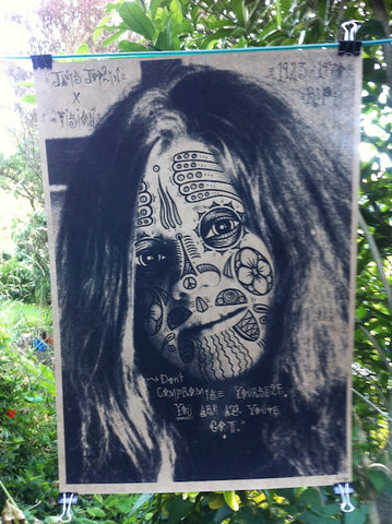JOPLIN JANIS-ARTWORK PRINT BY JONATHAN 'VISION' WATERS *NEW*