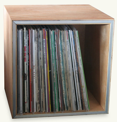 RECORD BOX-WOODEN CUBED *NEW*