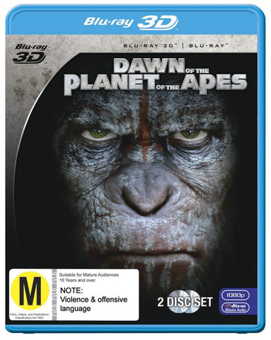 DAWN OF THE PLANET OF THE APES 3D AND BLURAY DISCS- NM