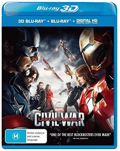CAPTAIN AMERICA: CIVIL WAR- 3D BLURAY + BLURAY NM