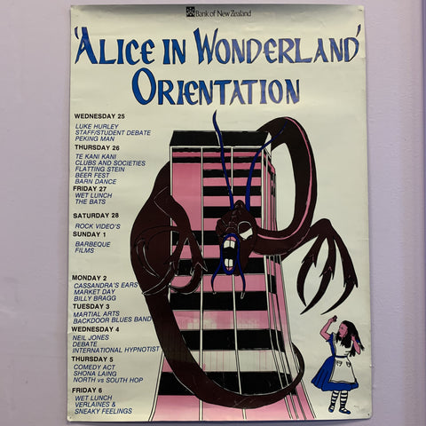 ALICE IN WONDERLAND DUNEDIN ORIENTATION '87 ORIGINAL CONCERT POSTER