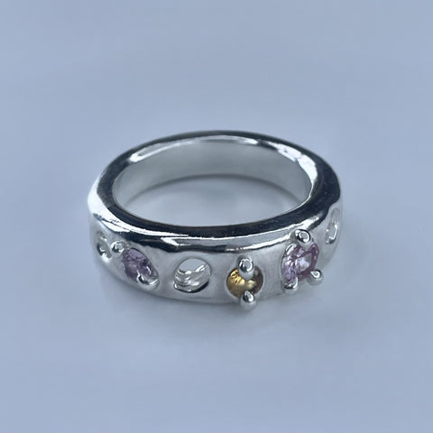 BEBE MAE - CAVITY RING PINK & YELLOW SAPPHIRE *NEW*