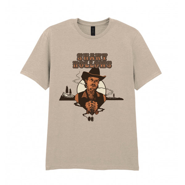 SHAKY HOLLOWS COWBOY SAND T SHIRT - SIZE S