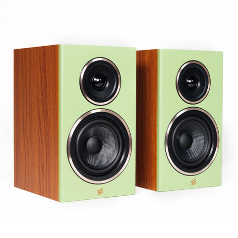ENCEL GELATI BOOKSHELF SPEAKERS-WALNUT/PISTACHIO GREEN *NEW*