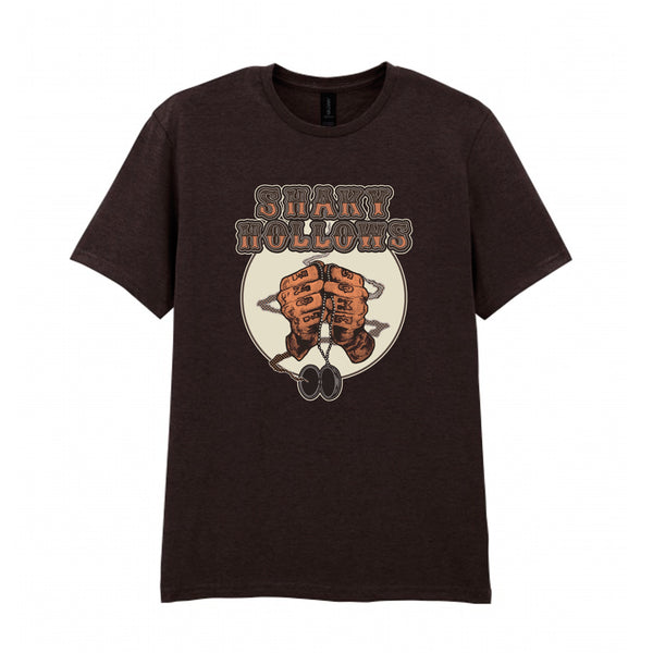 SHAKY HOLLOWS TATTOO HANDS DARK CHOCOLATE T SHIRT- SIZE XL
