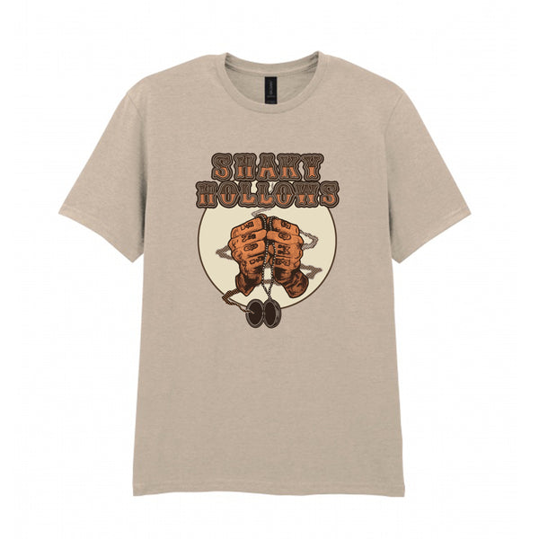 SHAKY HOLLOWS TATTOO HANDS SAND T SHIRT- SIZE S