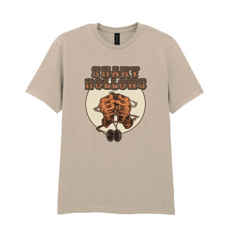 SHAKY HOLLOWS TATTOO HANDS SAND T SHIRT- SIZE XL