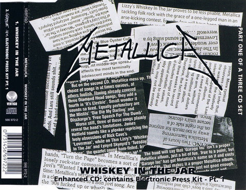 METALLICA- WHISKEY IN THE JAR CD SINGLE VG