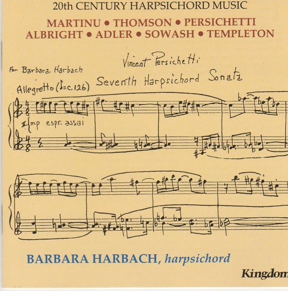 HARBACH BARBARA- 20TH CENTURY HARPSICHORD MUSIC CD VG