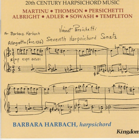 HARBACH BARBARA- 20TH CENTURY HARPSICHORD MUSIC CD VG