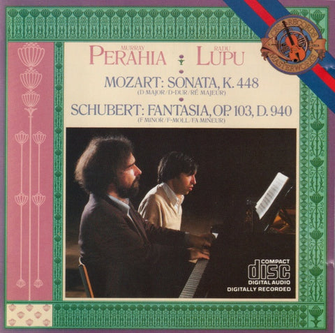 MOZART- SONATA K.448 SCHUBERT FANTASIA PERAHIA LUPU CD VG+