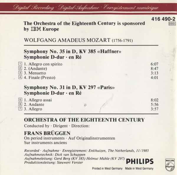MOZART SYMPHONIES NO. 31 & 35 CD VG+ RELICS
