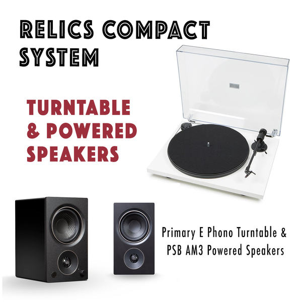RELICS COMPACT TURNTABLE & POWERED SPEAKERS SYSTEM *NEW* save $250