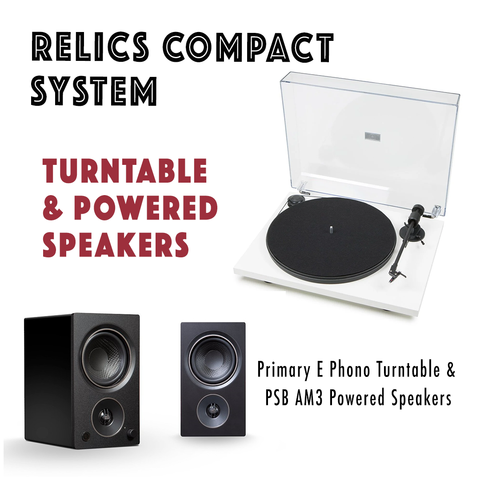 RELICS COMPACT TURNTABLE & POWERED SPEAKERS SYSTEM *NEW* save $250
