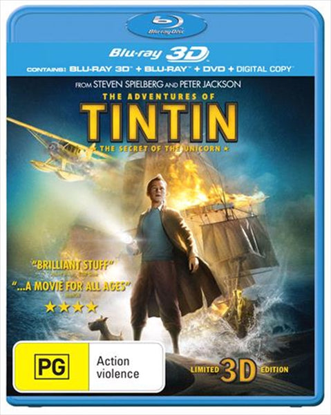 ADVENTURES OF TINTIN SECRET OF THE UNICORN- BLURAY/DVD NM