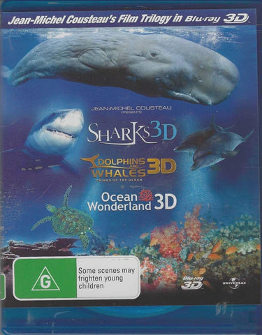 SHARKS, DOLPHINS & WHALES, OCEAN WOUNDERLAND 3D- 3BLURAY  EX