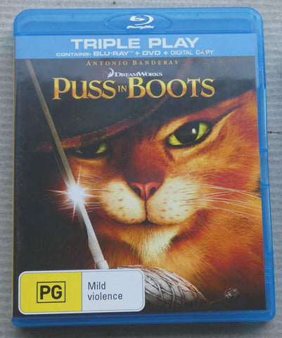 PUSS IN BOOTS- BLURAY AND DVD NM