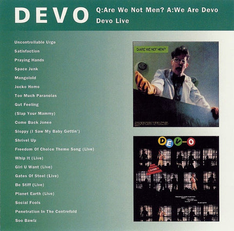 DEVO-Q: ARE WE NOT MEN? A: WE ARE DEVO/DEVO LIVE CD *NEW*