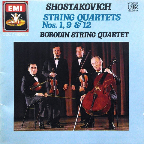 SHOSTAKOVICH-STRING QUARTETS 1, 9 & 12 BORODIN STRING QUARTET CD VG