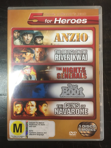 5 FOR HEROES MOVIE COLLECTORS PACK-DVD VG