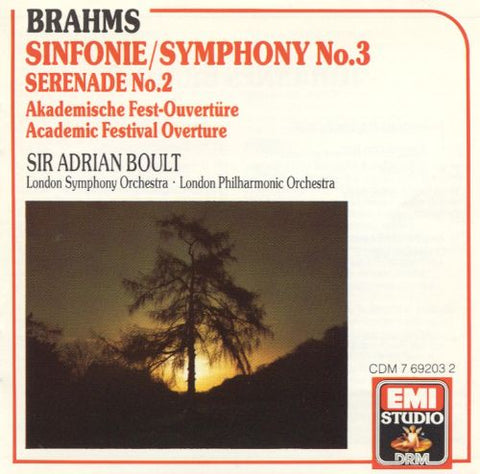 BRAHMS-SYMPHONY NO 3 / SERENADE 2 CD VG+