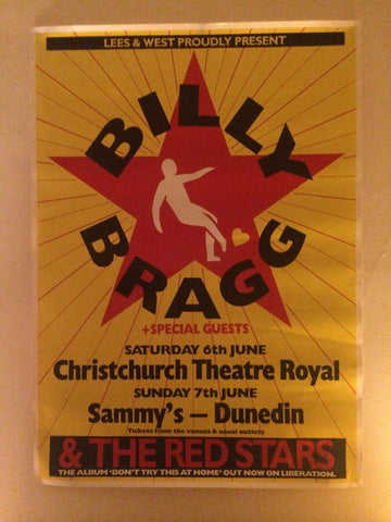 BILLY BRAGG ORIGINAL NZ TOUR POSTER