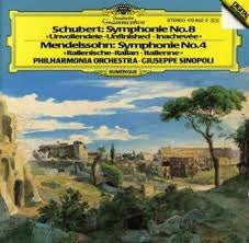 SCHUBERT + MENDELSSOHN-SYMPHONIE NO 8 + SYMPHONIE NO 4  CD VG
