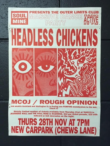 HEADLESS CHICKENS MCOJ ROUGH OPINION  DANCE PARTY POSTER
