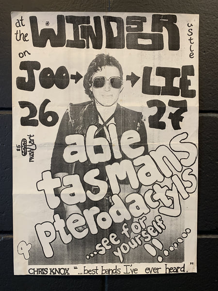 ABLE TASMANS AND THE PTERODACYTLS MID-80s CONCERT POSTER