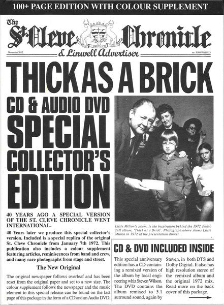 JETHRO TULL - THICK AS A BRICK CD + DVD + BOOKLET NM