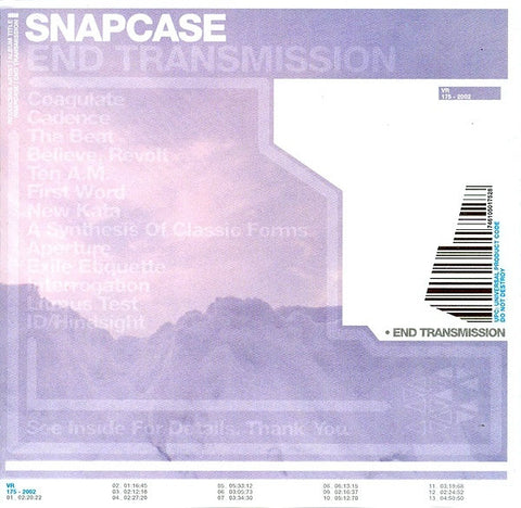 SNAPCASE-END TRANSMISSION CD VG