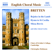 BRITTEN-REJOICE IN THE LAMB + HYMN TO ST CECILIA ETC CD VG